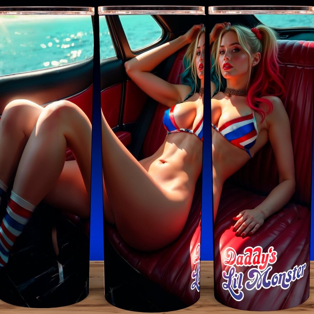 Harley Quinn Daddy's Little Monster in Car Cup Mug Tumbler